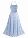 70er Chiffon-Maxikleid mit Neckholder und offenem Rücken
