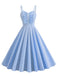 1950er Spaghetti Träger Plaids Tasten Swing Kleid