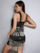 Schwarz 1920er Riemchen Fransen Pailletten Cocktail Kleid