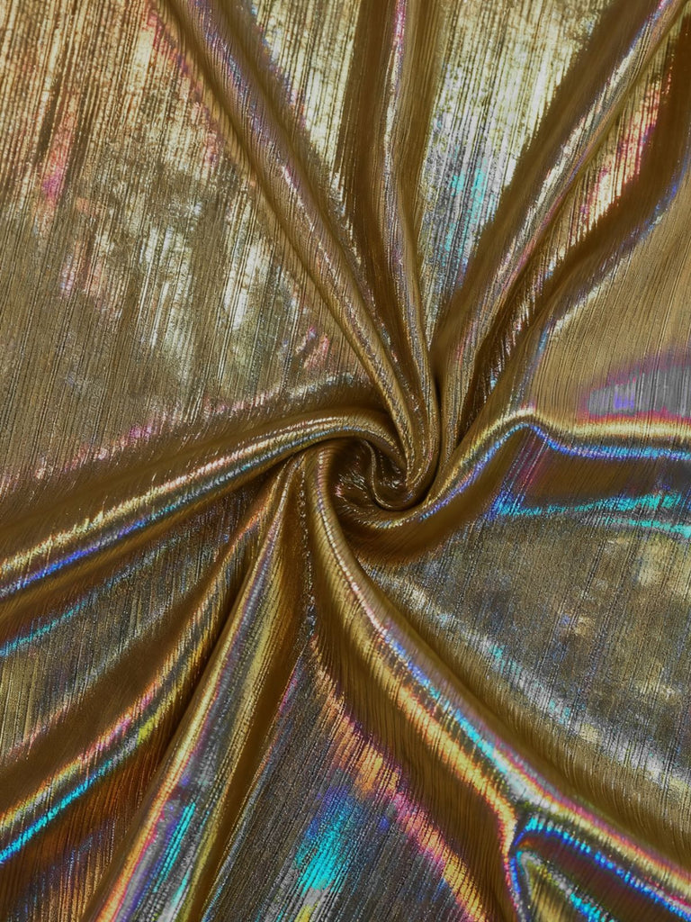 Gold 1930er Metallisch Texturiert Bogen Wasserfallkragen Kleid