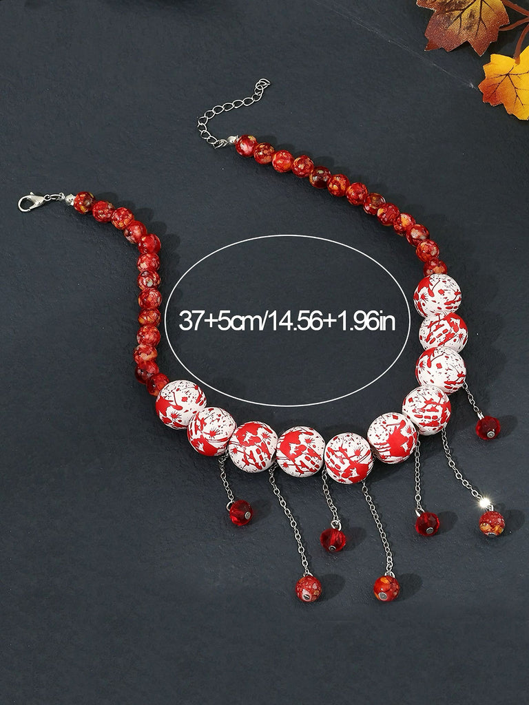 Halloween Blutstropfen & Perle Quaste Halskette