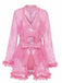 1970er Spitze Transparent Blüten Rüschen Besatz Dessous Set