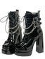 Schwarz Patent Chains Gothic High Heels Stiefel