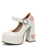 Vintage Herz Cut-Outs & Schnalle Mary Jane Absatz Schuhe