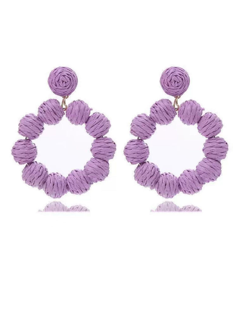 Bohemien Raffia-Creolen Statement-Ohrringe