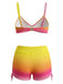 1960er Farbverlauf Schnürung Badeshorts Bikini Set