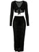 2PCS 1960er Häkel Langarm Strand Cover-Up Set