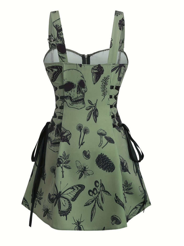 [Übergröße] 1970er Rose Blumen Steampunk Reißverschluss Kleid