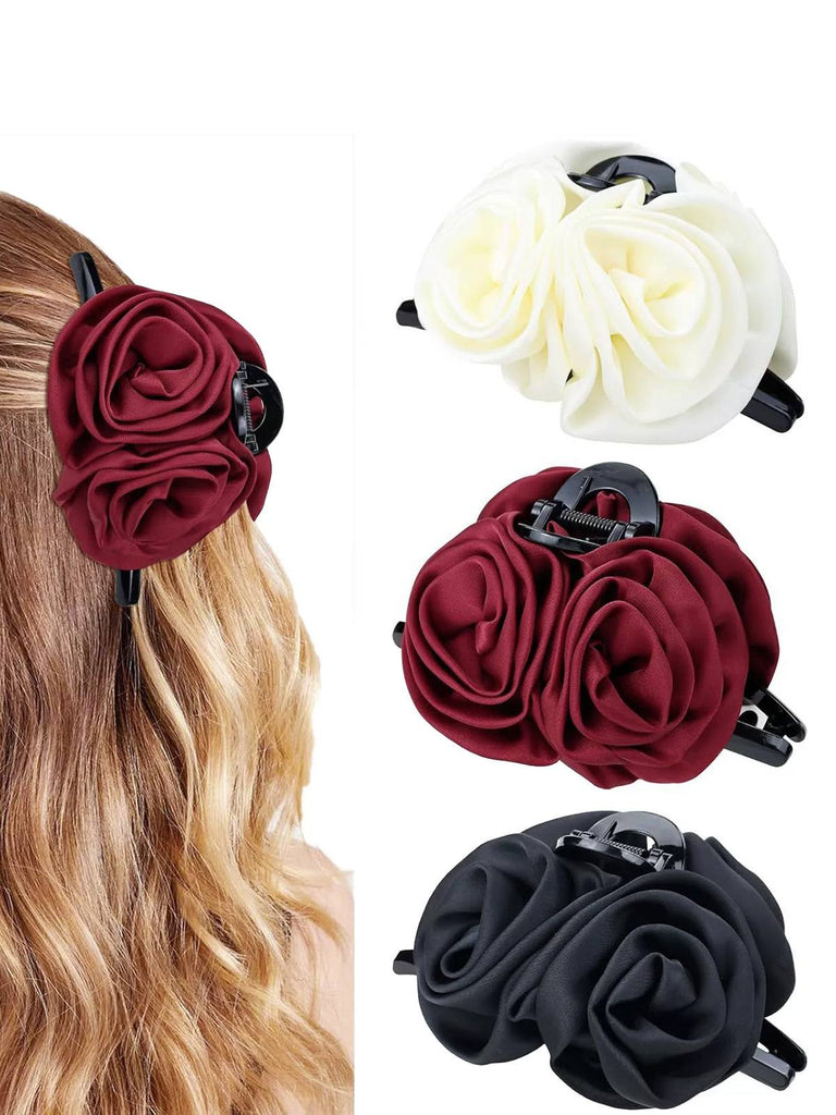 Valentinstag 3D Rosen Satin Haarklammer