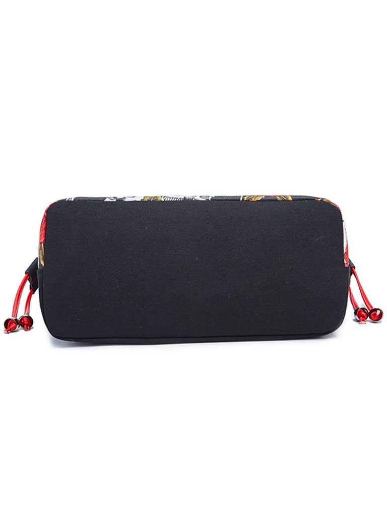 Vintage Punk Schädel & Rose Drucken Handtasche