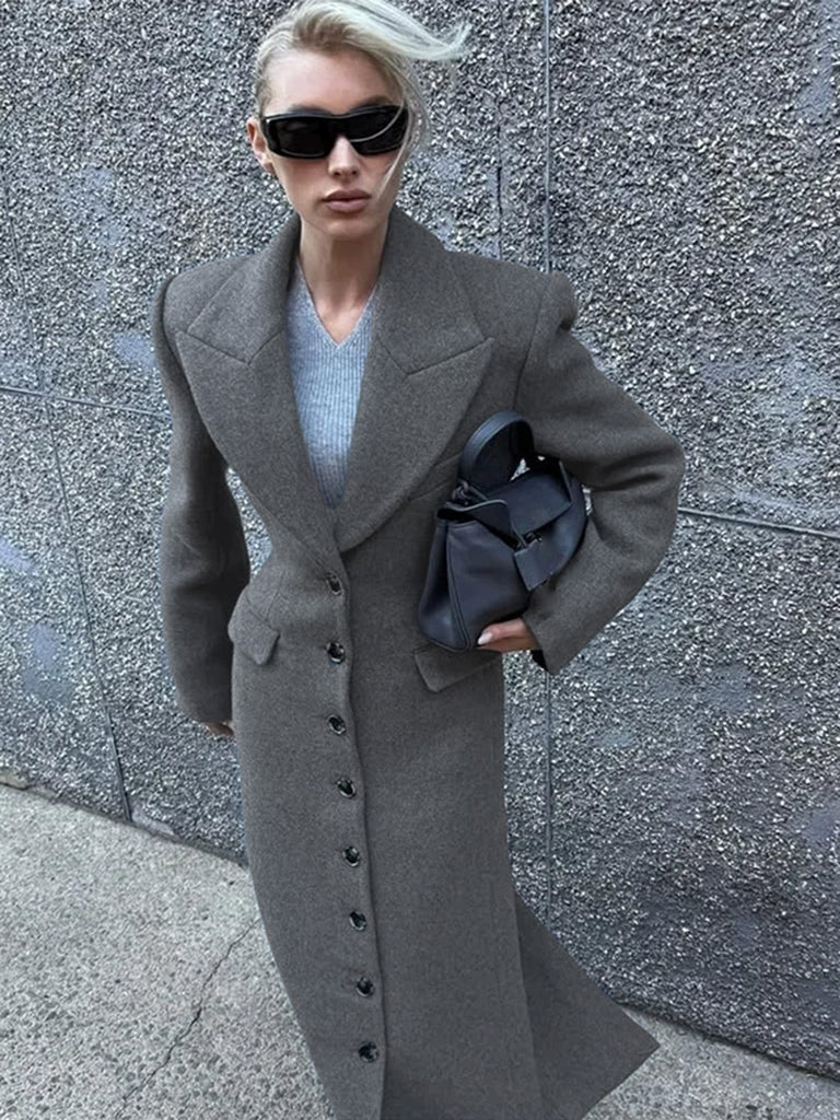 1930er Solide Revers Tasten Wolle Mantel