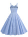 1950er Spaghetti Träger Plaids Tasten Swing Kleid