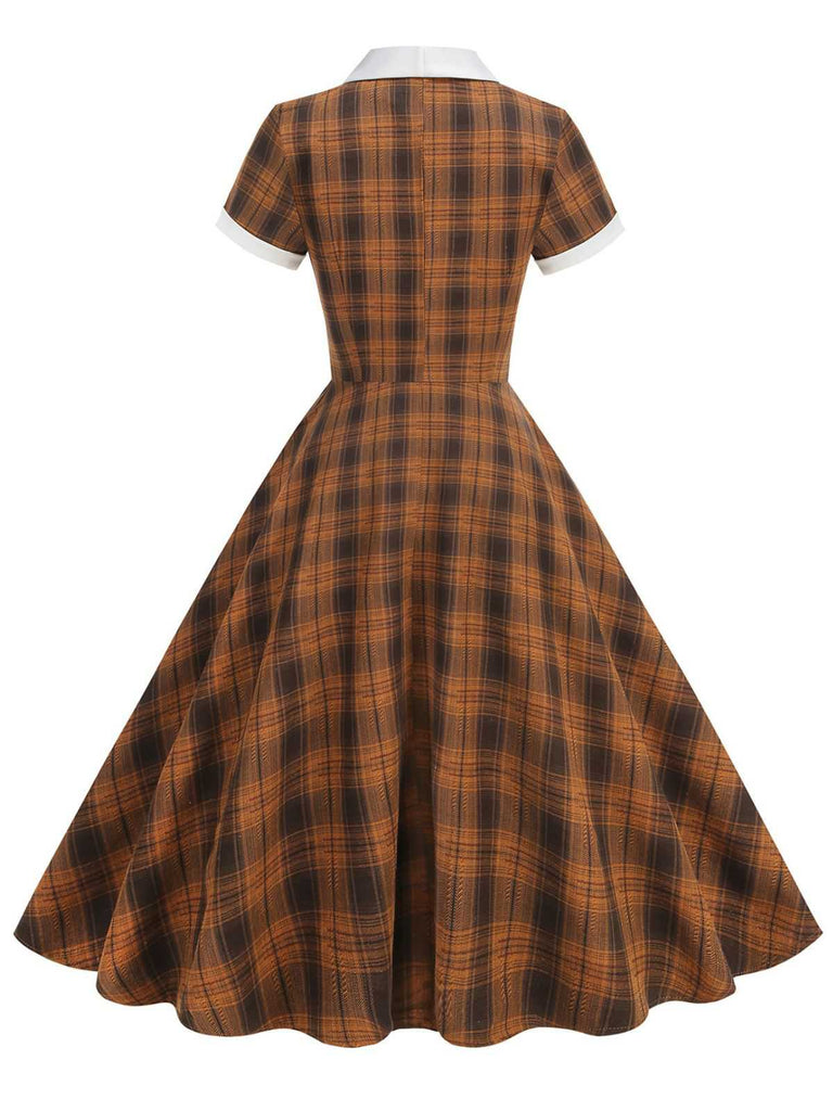 1950er Peter Pan Kragen Plaid Swing Kleid