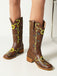 Braun Sonnenblume Besticktes Western Cowgirl Wadenstiefel