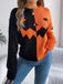 1940er Halloween Kürbis Gesicht Farbblock Stricken Pullover