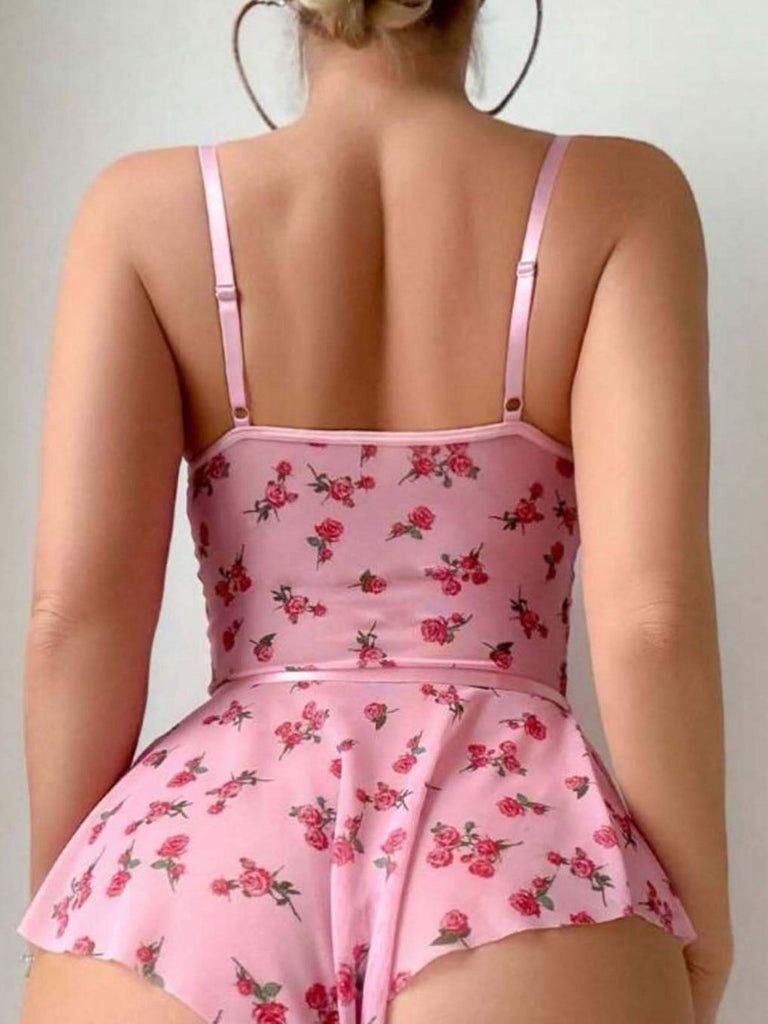 Rosa 1930er Slip Rosen Bogen Spitze Nachtwäsche