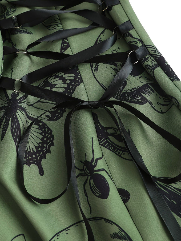 [Übergröße] 1970er Rose Blumen Steampunk Reißverschluss Kleid