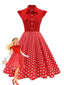 1950er Polka Punkte Bogen Swing Kleid