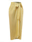 Gold 1980er Metallisch Wickel Bogen Cover Up