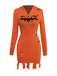 Orange 1970er Halloween Kürbis Stricken Hoodie Kleid