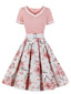 1950ER PATCHWORK BLUMEN KURZARM SWING KLEID