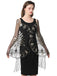 1920er Quaste Pailletten Netz Blumen Cape