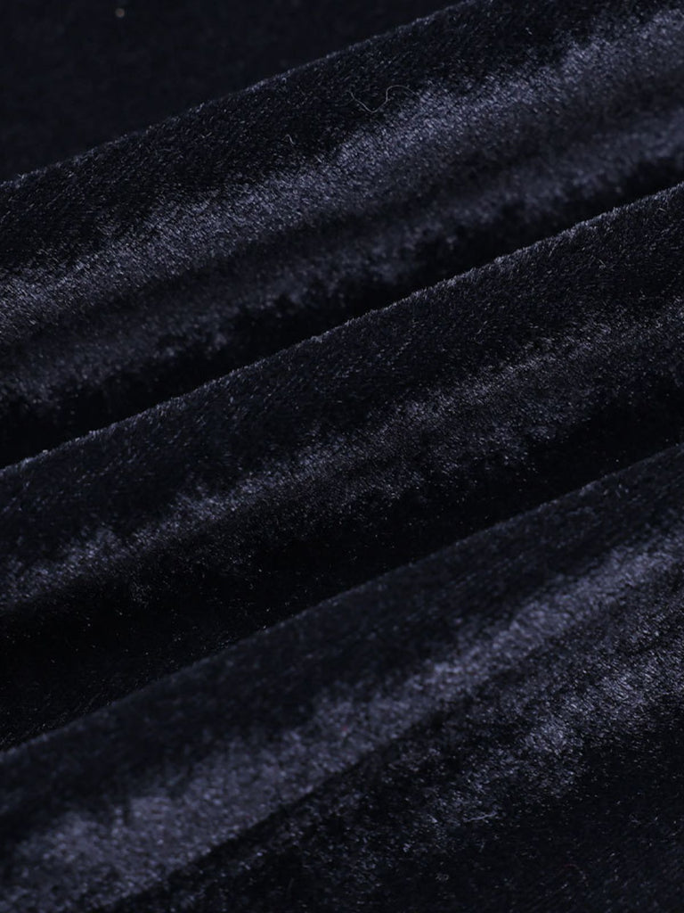 1930er Samt Glockenärmel Mittwoch Addams Stil Kleid