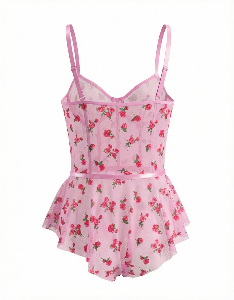 Rosa 1930er Slip Rosen Bogen Spitze Nachtwäsche