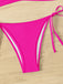 1960er Solide Gerafft Halter Schnürung Bikini Set