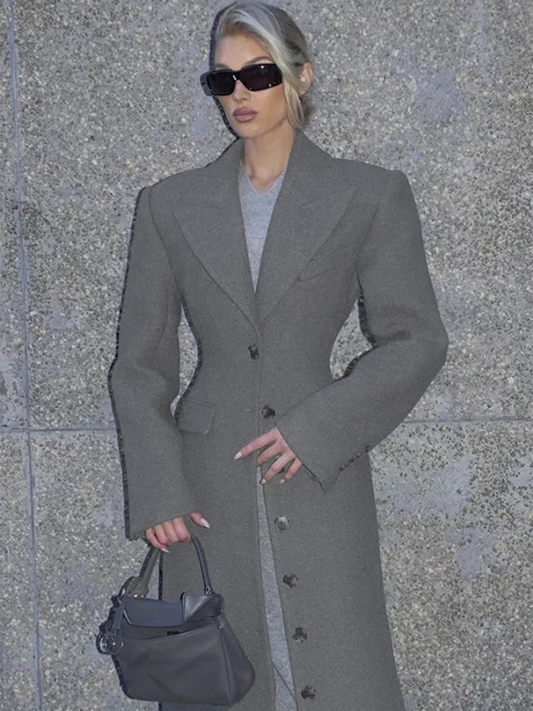 1930er Solide Reverskragen Tasten Wolle Mantel