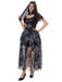 Schwarz 1970er Halloween Geisterbraut Tüll Kleid Set