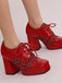 Mary Jane Kariert Quadratisch Zehen Block Absatz Schuhe
