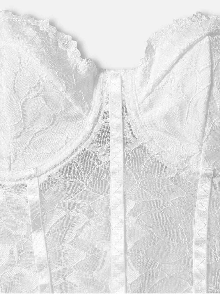 1960er Spitze Spaghetti Träger Korsett Bodysuit