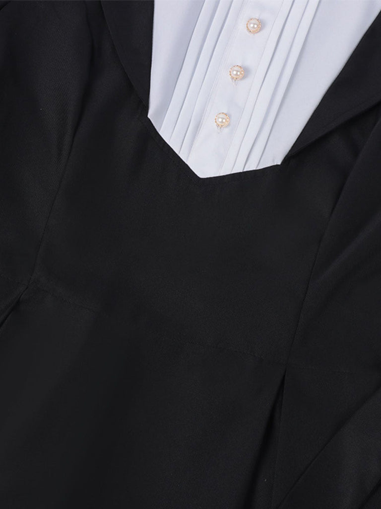 Schwarz 1940er Nonnen-Stil Kreuz Halskette Kleid