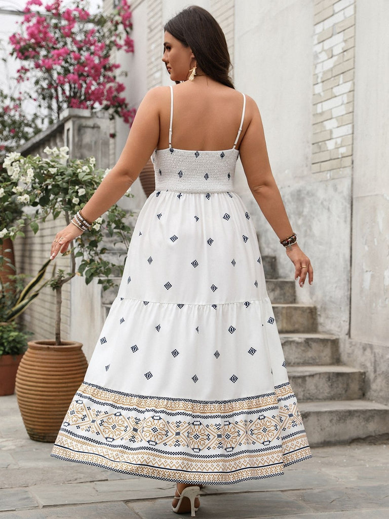 [Übergröße] 1940er Blumen Boho Style Spaghetti Träger Kleid