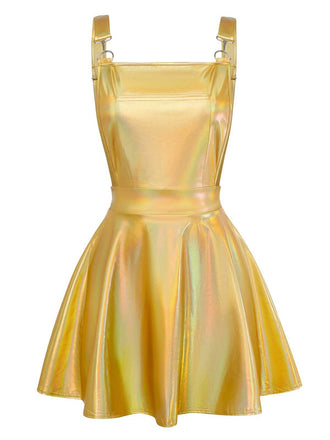 1970er Metallisch Holographic Suspender Kleid