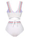 1940er Regenbogen Schnürung Patchwork Gurt Bikini Set