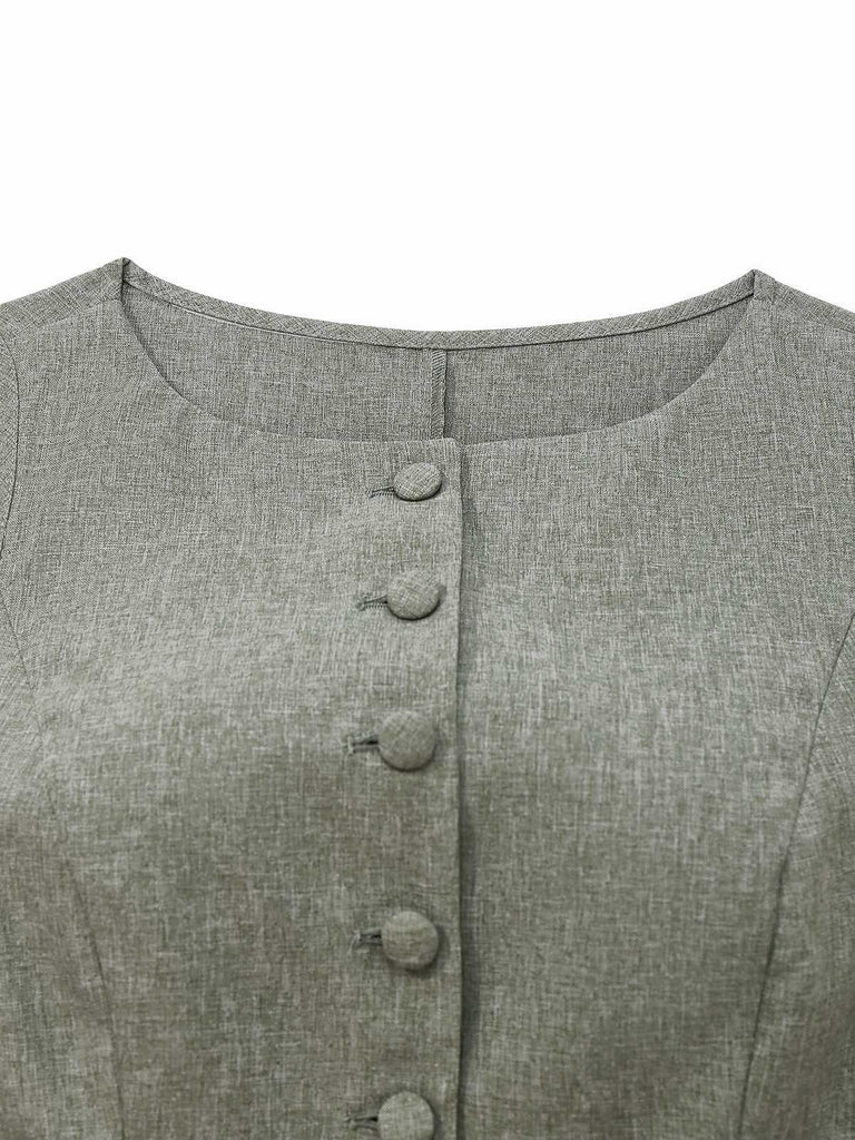 2PCS Solide 1940er Ärmellos Top & Weites Bein Hose