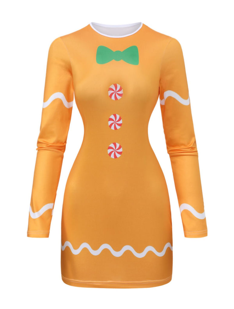 Gelb 1960er Lebkuchen Cosplay Kleid
