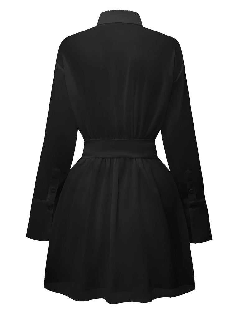 1960er Solide Durchsichtig Hemd Kleid