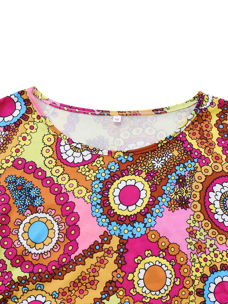 2PCS 1970er Quaste Weste & Psychedelisch Hippie Kostüm Kleid