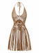 1960er Häkeln Fransen Cutout Halter Bikini Cover-Up