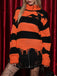 Schwarz & Orange 1950er Halloween Schläger Strick Pullover