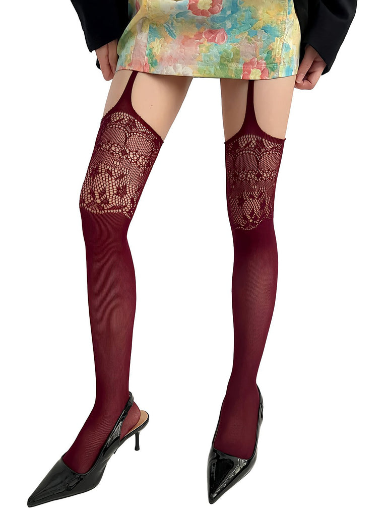 Vintage Spitze Solide Strapsstrumpfhose