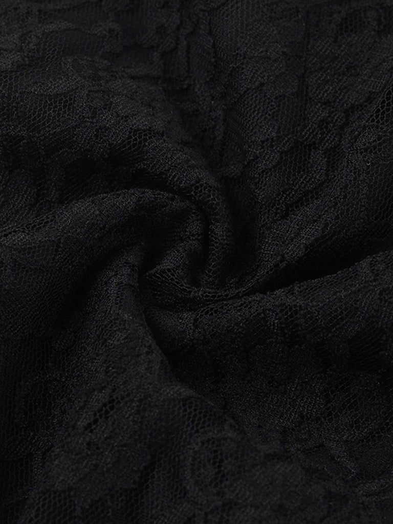 Schwarz 1980er Kreuzen Strassstein Spitze Trägerlos Tank Top