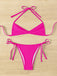 1960er Solide Gerafft Halter Schnürung Bikini Set