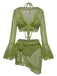 4PCS 1970er Halter Bikini Set & Transparent Glockenärmel Cover-Up
