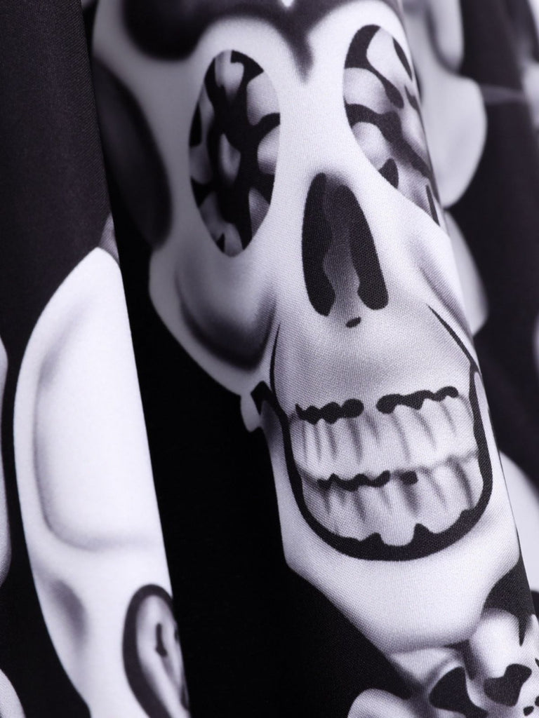 1950er Halloween Schädel Ärmellos Swing Kleid