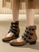 Runde Spitze Niedrig Blockabsatz Cut-Out Stiefel