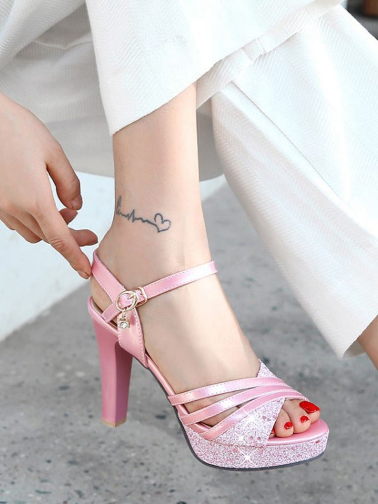 Funkeln PU Leder High Heel Sandalen